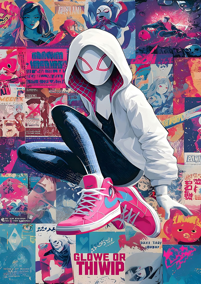 Gwen Stacy Style Superhero Artwork Canvas Print & Poster Wall Art - AI PRINT LAB